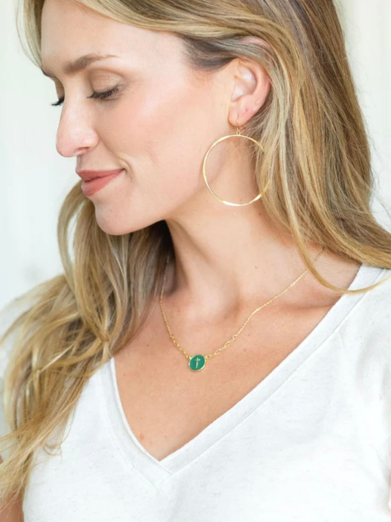 Large Lightly Hammered Open Circle Earrings |Gold