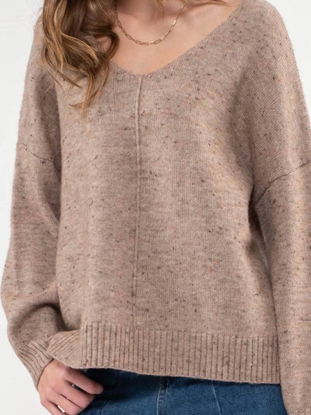 Alena V Neck Speckled Knit Sweater