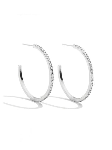 Large Pave Hoops | Silver