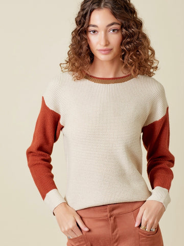 Louise Color Block Sweater - Almond Mix