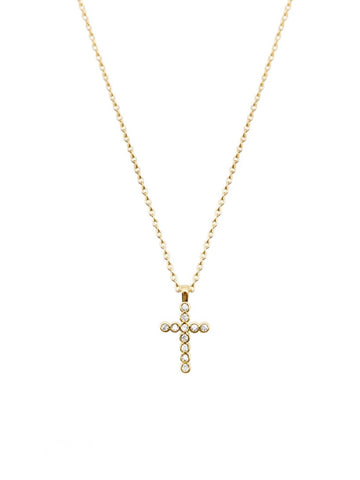 Delicate CZ Cross Pendant | Gold