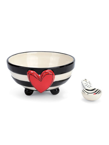 Wide Stripe Candy Bowl with Spoon Set
