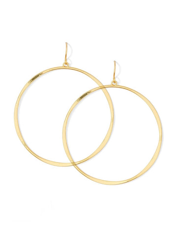 Large Lightly Hammered Open Circle Earrings |Gold