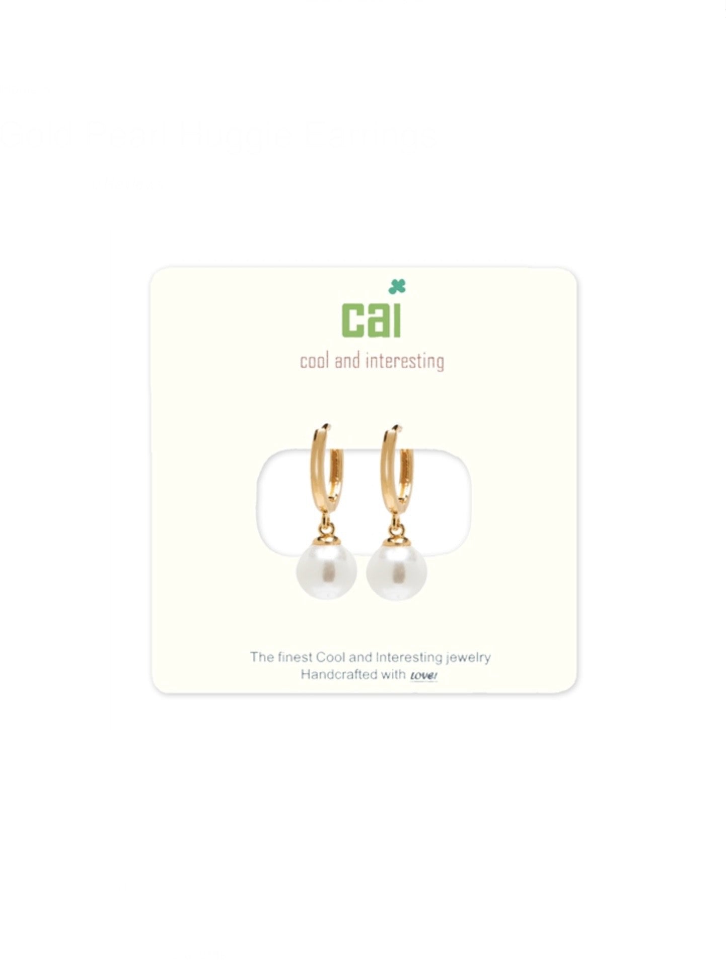 Gold Pearl Huggie Earrings