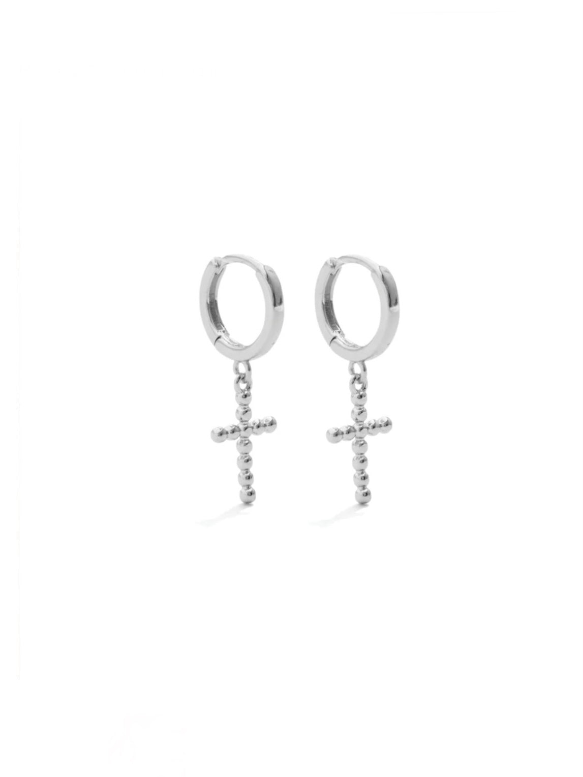 Cross Drop Huggies | Silver