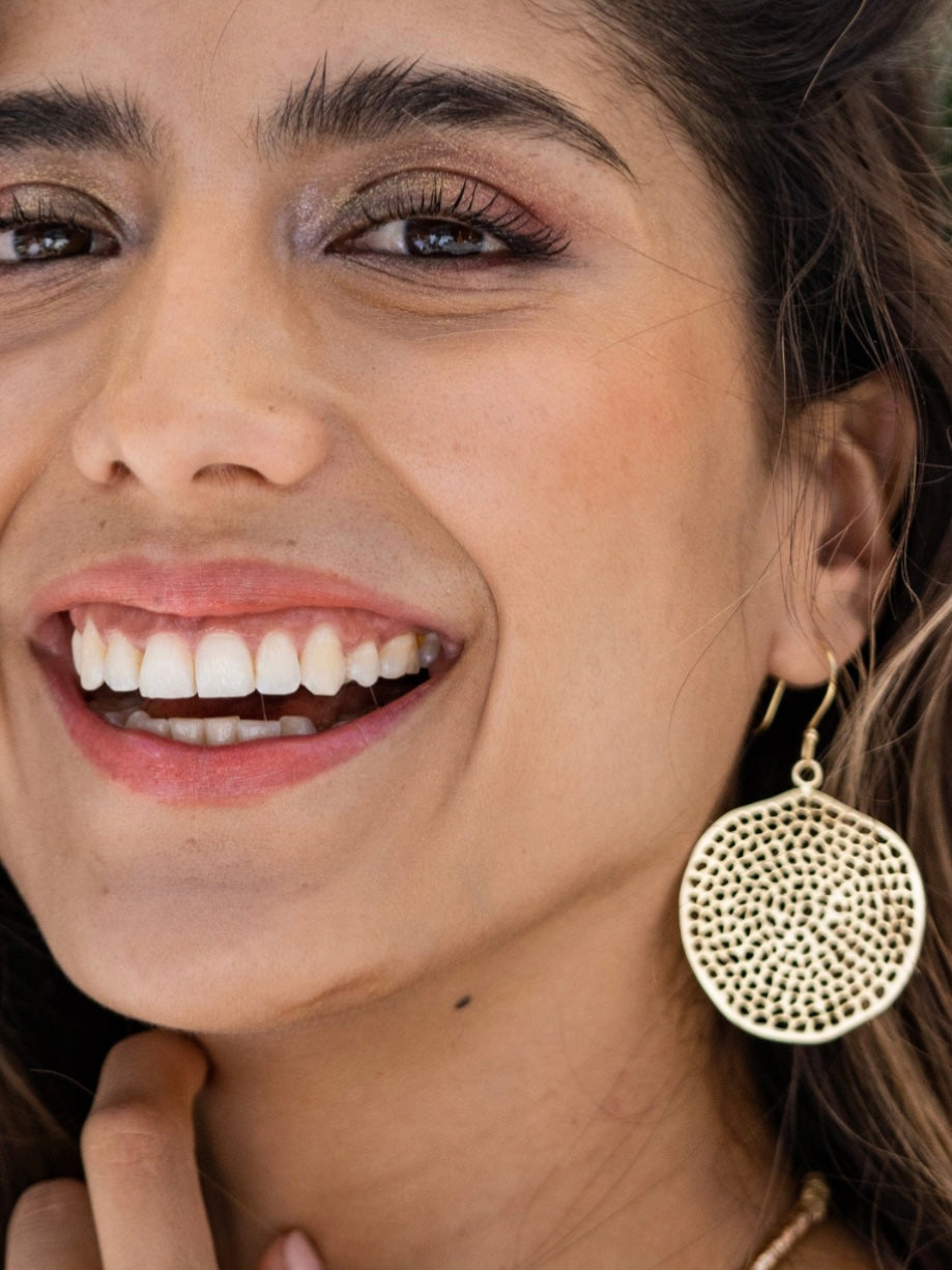 Gretchen Large Circle with Holes Earrings Brass