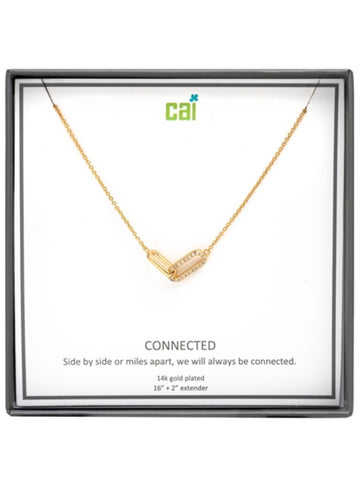 Gold Be Connected Opal Pave Stone Necklace