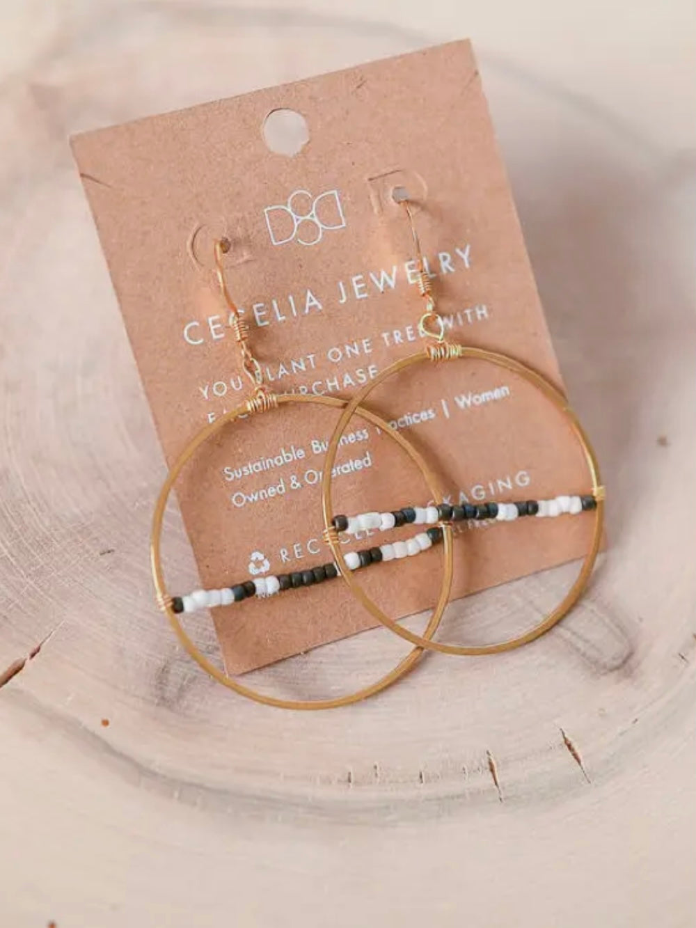 Two Tone Seed Bead Hoop Earrings | Horizontal