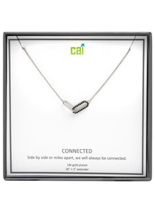 Silver Be Connected Black Pave Stone Necklace