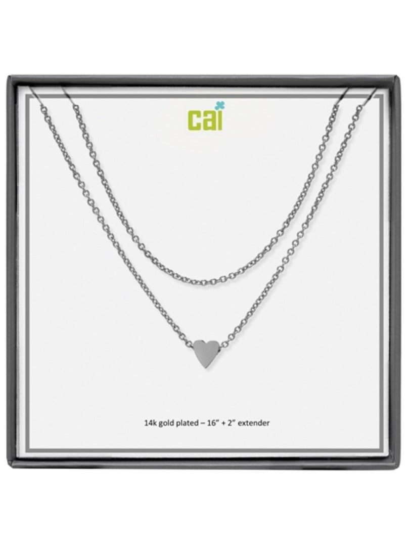 Silver Heart Dainty Chain Layering Necklace