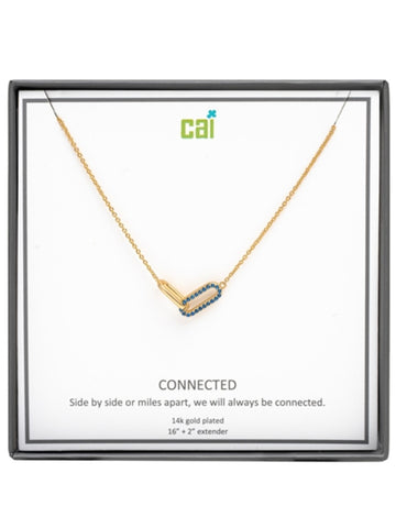 Gold Be Connected Blue Pave Stone Necklace