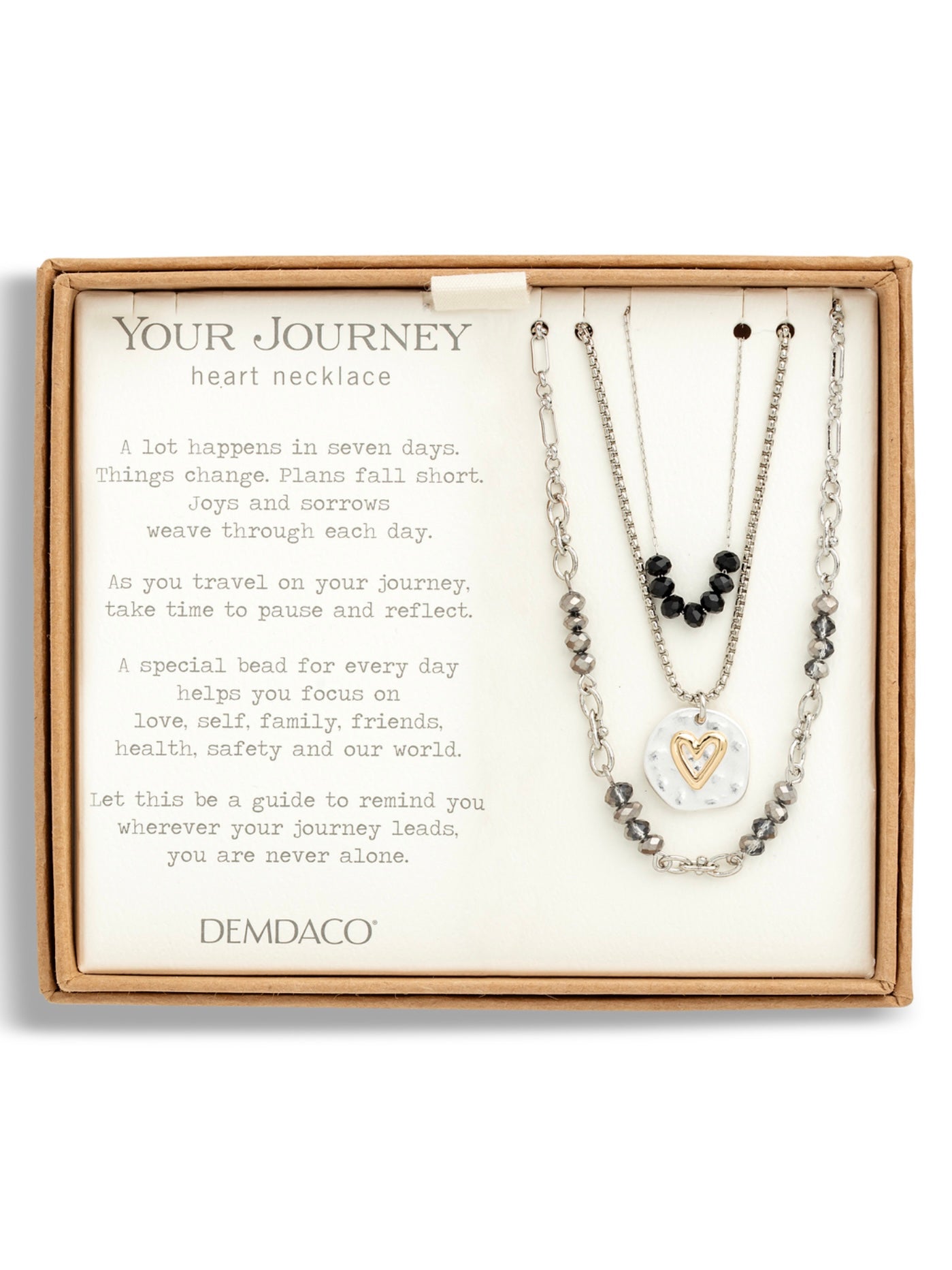 Your Journey Heart Necklace - Black