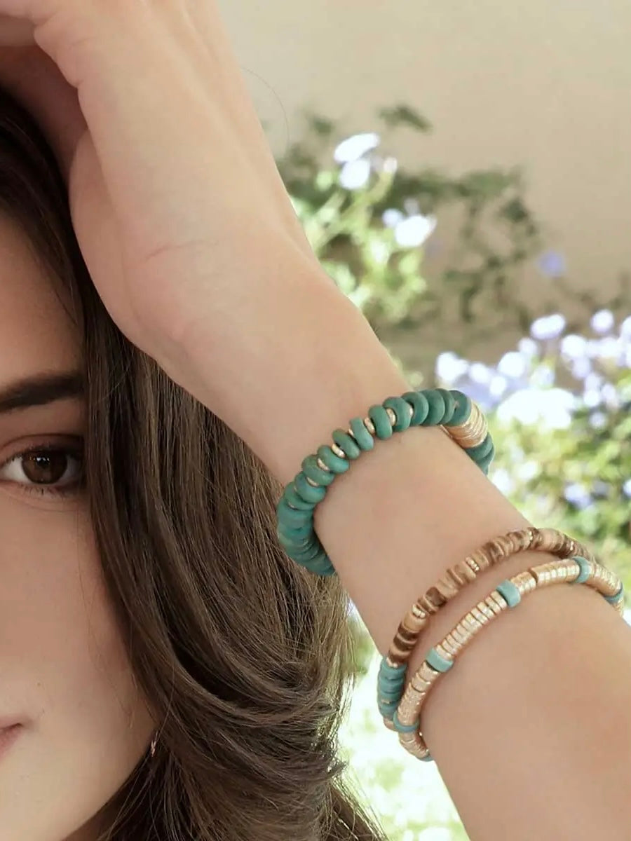 Henley Bracelet in Green Turquoise Wood Rosemary & Thyme