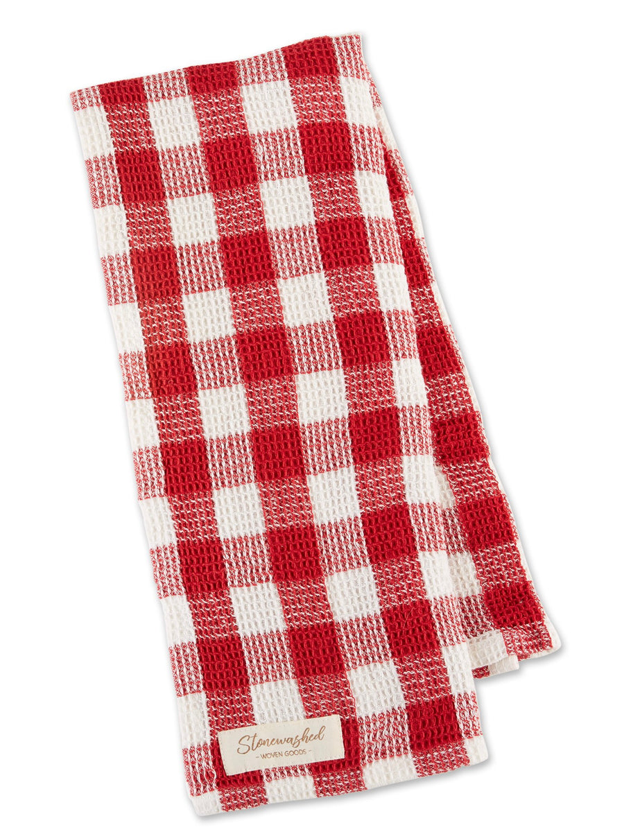 Red Cider Checker Washed Waffle Dishtowel Rosemary And Thyme