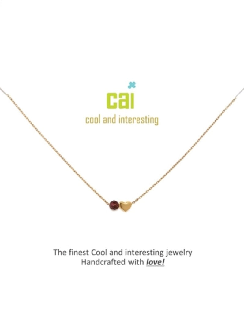 Gold ‘Garnet-January’ Mini Heart Birthstone Necklace