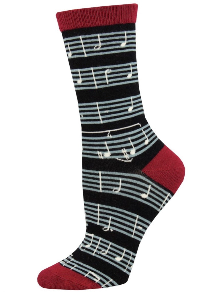 Women’s Bamboo Sheet Music Socks Black