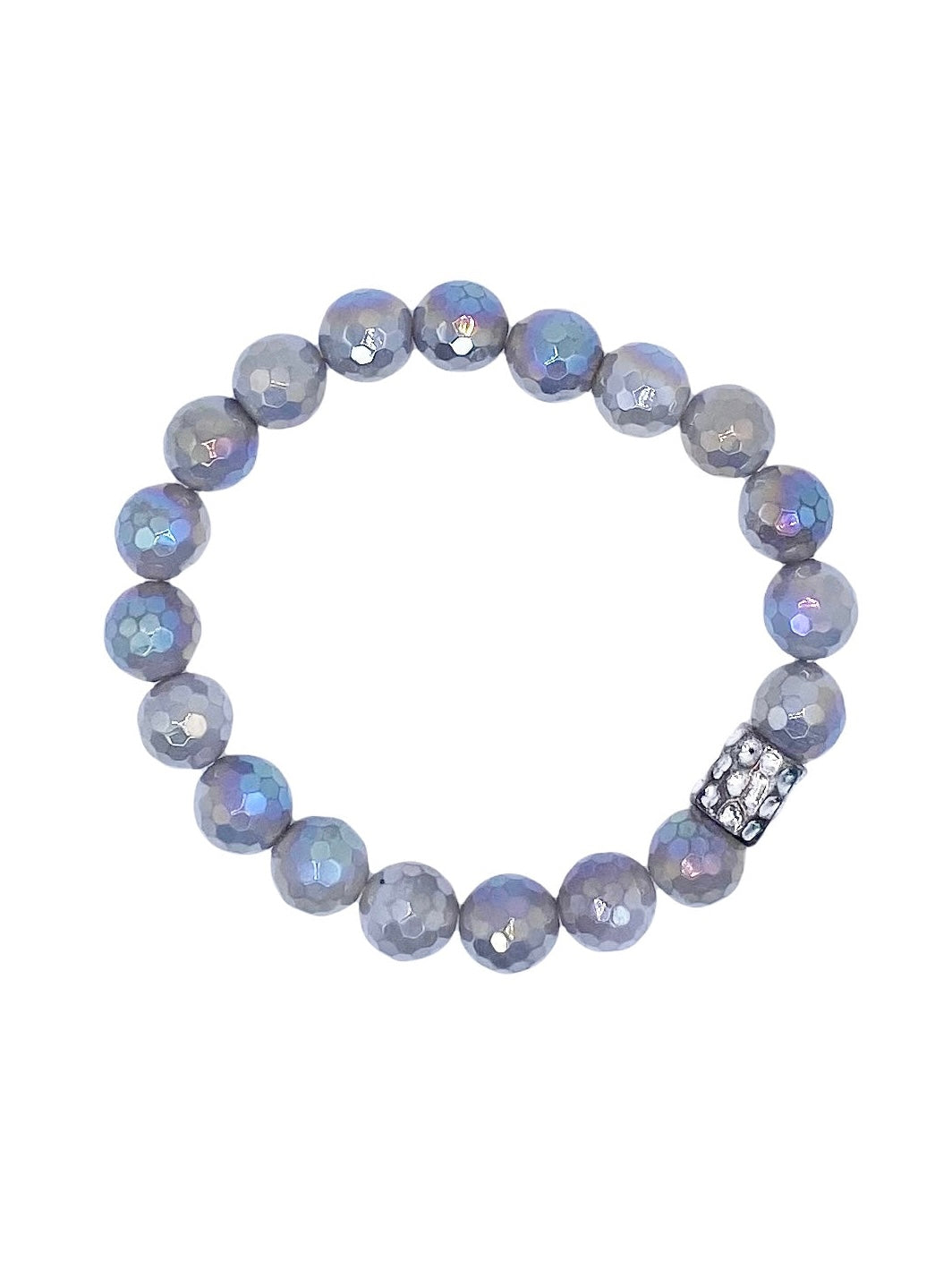 Ava Beaded Stretch Bracelet - Iridescent Gray