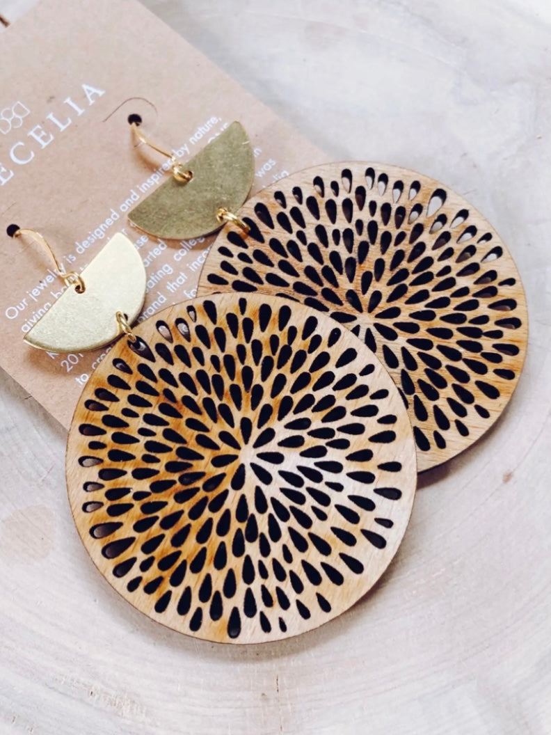 Fall Wood Earring Collection | Pomegranate Tiered Earrings