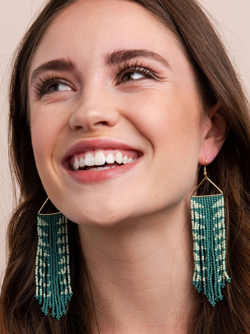 Teal And Mint Arrow Fringe Earring