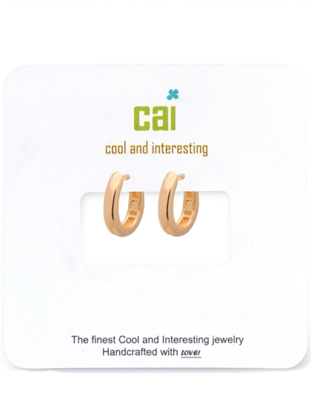 Gold Plain Smooth Oval Huggie Earrings