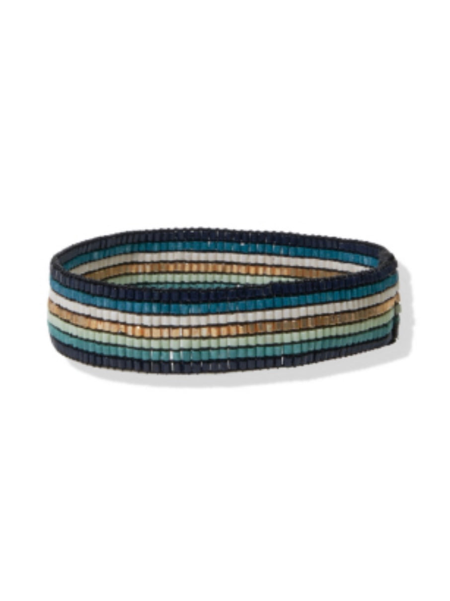 Teal Horizontal Stripe Small Luxe Stretch Bracelet