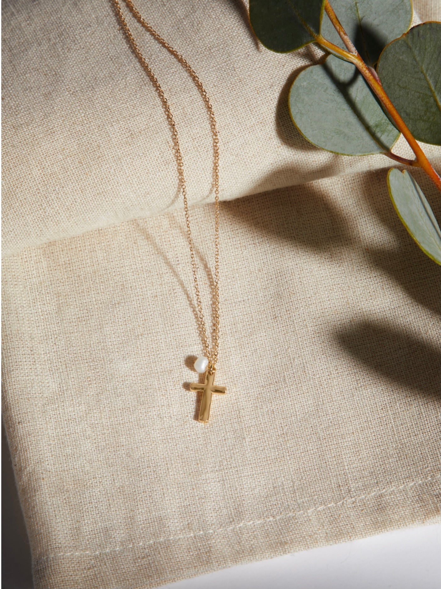 Wrapped in Prayer Dainty Cross Necklace - Gold