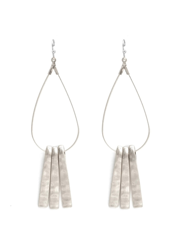 Tripe Bar Earrings - Silver