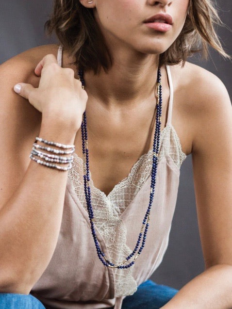 Turquoise/silver - Stone of the Sky Wrap Bracelet / Necklace