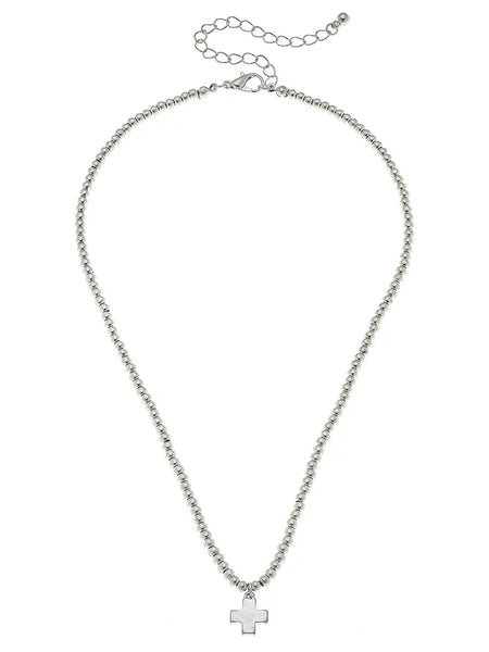 Aria Sphere Necklace in Worn Silver - Cross