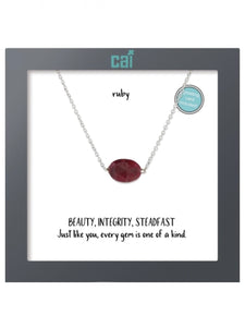Silver Oval Ruby Necklace