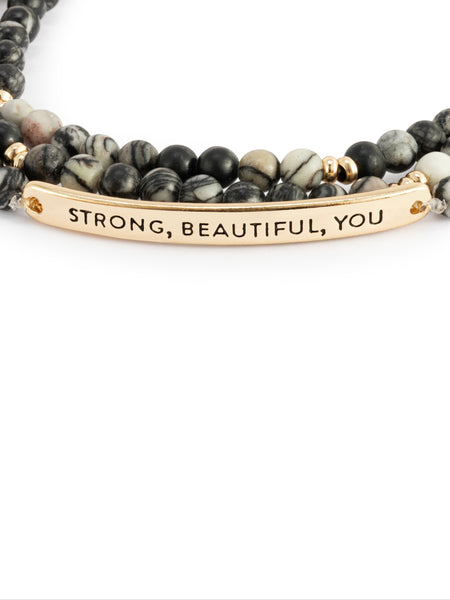 Strong, Beautiful, You Necklace/Bracelet - Black