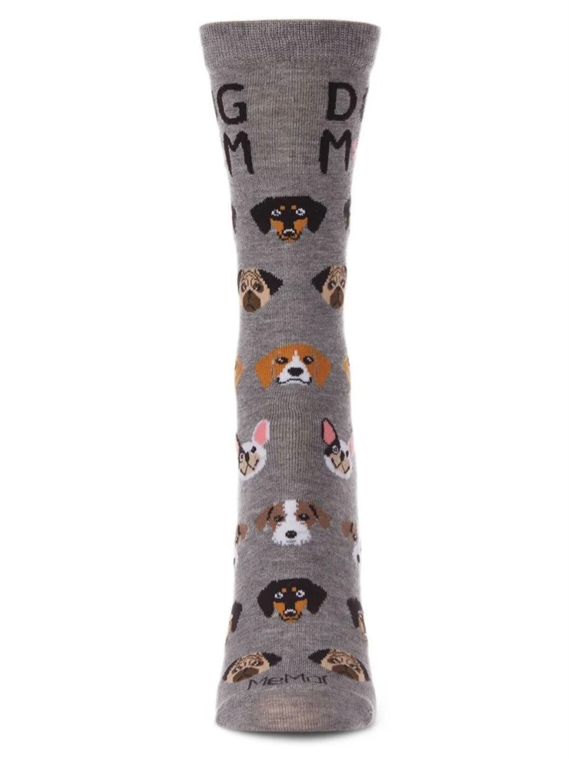 Women’s Dog Mom Bamboo Blend Crew Sock Medium Gray Heather