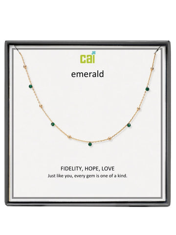 Gold Emerald Satellite Gemstone Necklace
