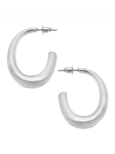 Naomi Hoop Earrings in Satin Silver