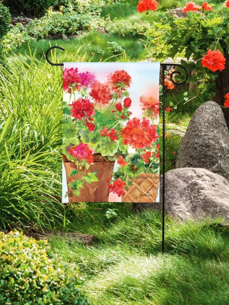 Potted Geraniums Garden Flag (Flag Stand Sold Separately)