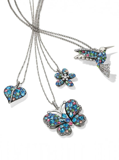 Trust Your Journey Reversible Butterfly Necklace - Silver-Blues