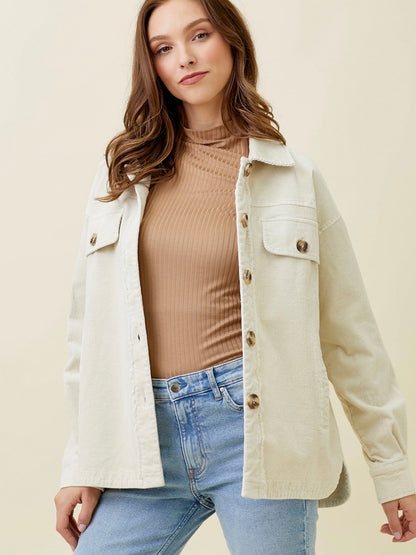 Faye Washed Corduroy Jacket - Ivory