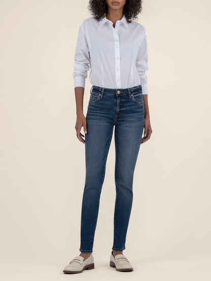 Kut from the Kloth Catherine Mid Rise Boyfriend Jeans – Dashing Dark Base Wash