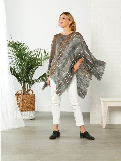 Textured Poncho - Gray Mix