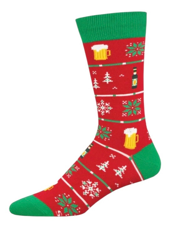 Men’s Beer Sweater Socks Red