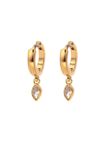 Gold Oval Sparkle Huggie Hoop Earrings