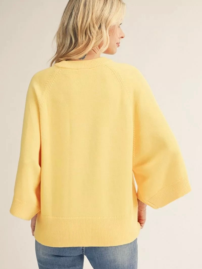 Jodifl Soft Comfy Sweater Top With Wide Sleeves - Yellow