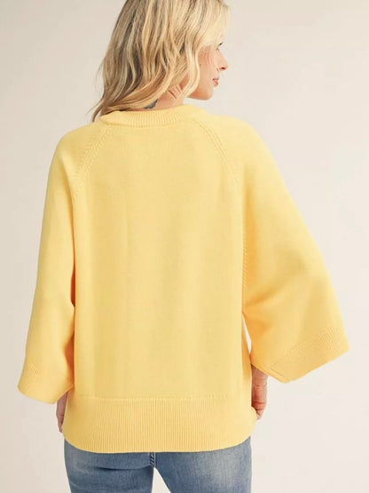 Jodifl Soft Comfy Sweater Top With Wide Sleeves - Yellow