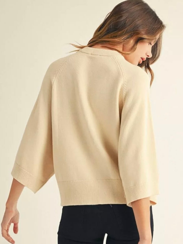 Jodifl Soft Comfy Sweater Top With Wide Sleeves - Cream