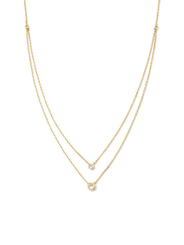 Double Layer Appeal Framed CZ Necklace | Gold