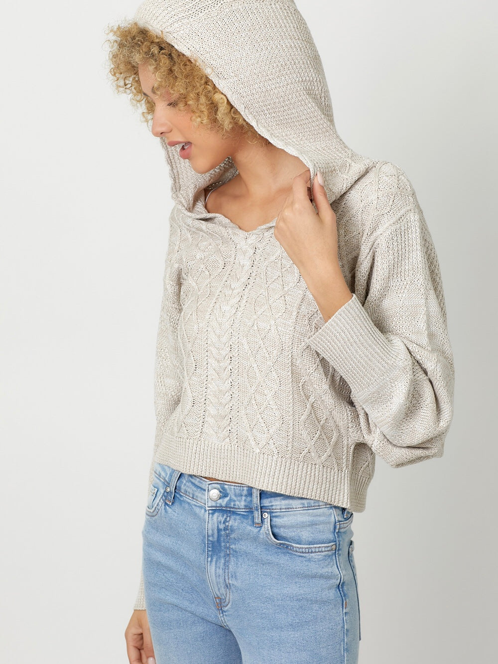 Winnie Dolman Sleeve Hoodie Sweater - Oatmeal