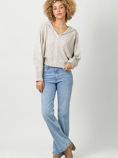 Winnie Dolman Sleeve Hoodie Sweater - Oatmeal