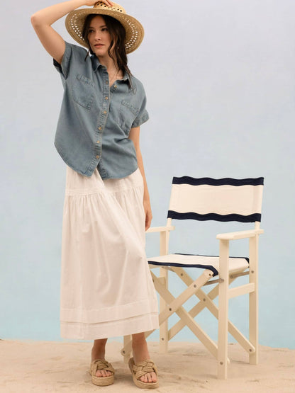 Maya Chambray Top - Blue