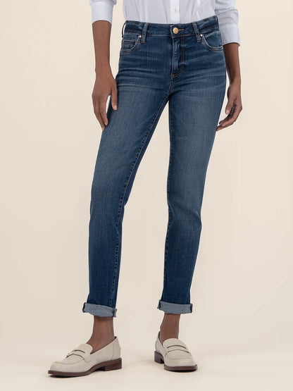 Kut from the Kloth Catherine Mid Rise Boyfriend Jeans – Dashing Dark Base Wash