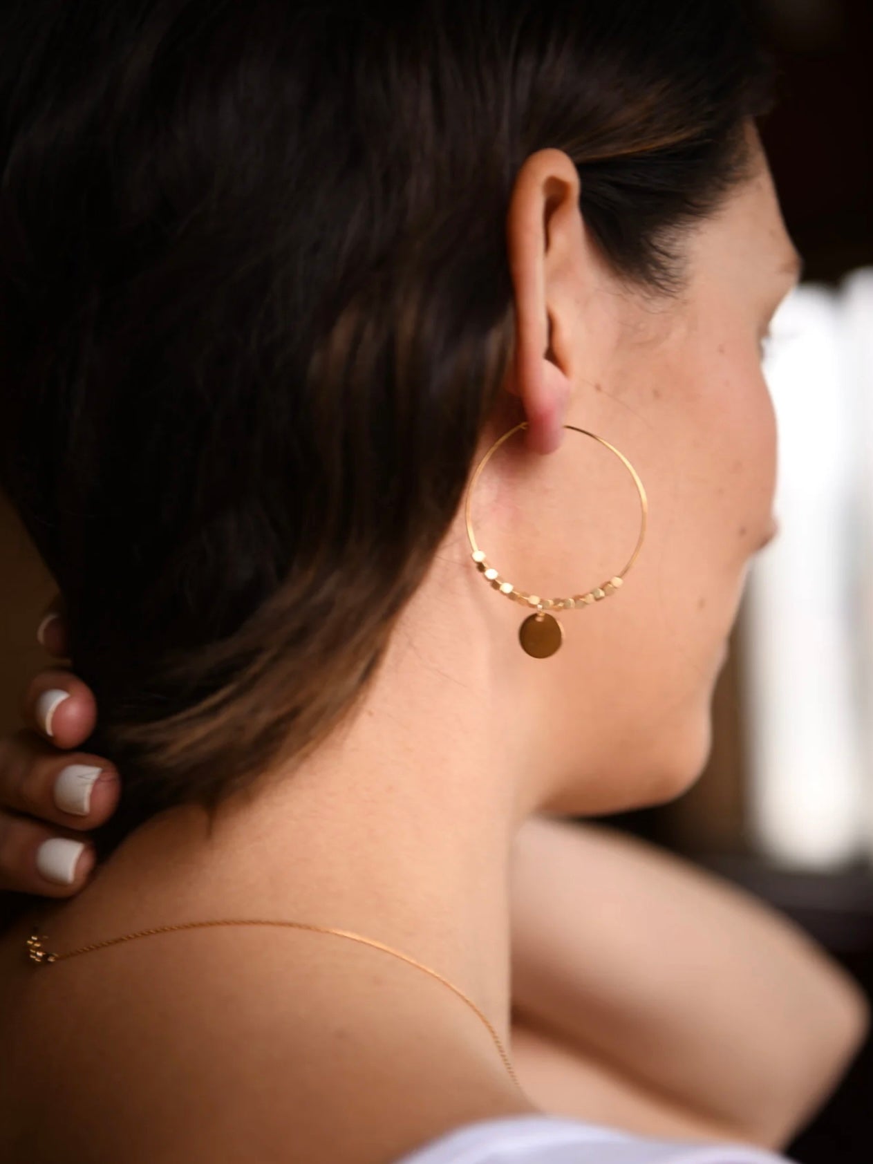 Sienna Gold Hoop Earrings | Gold Faceted